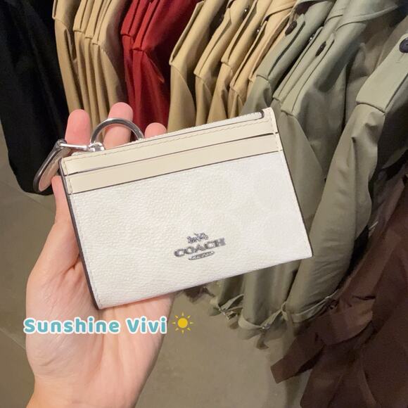 NWT Coach Mini Skinny ID Case CW870 Signature Canvas Silver - Picture 2 of 6